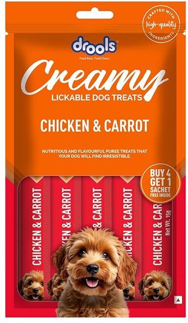 drools Dog Creamy Treats Chicken and carrot flavour 5x75 gm pack Chicken, Carrot Dog Treat-picture-44