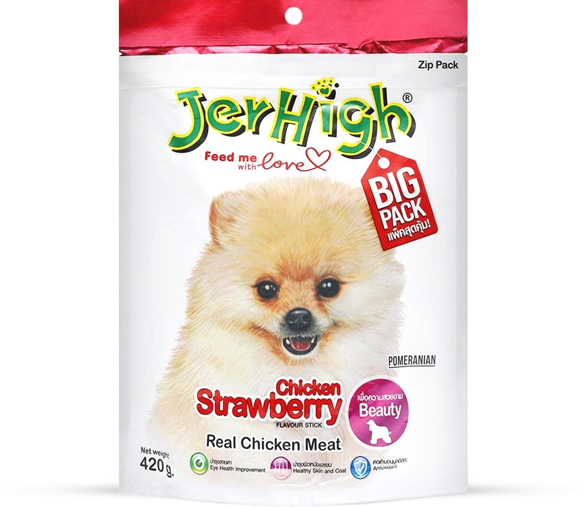 jerhigh Strawberry Stick Dog Treat for Adult Dogs, Real Chicken Meat, 400g Cheese, Chicken Dog Treat-picture-26