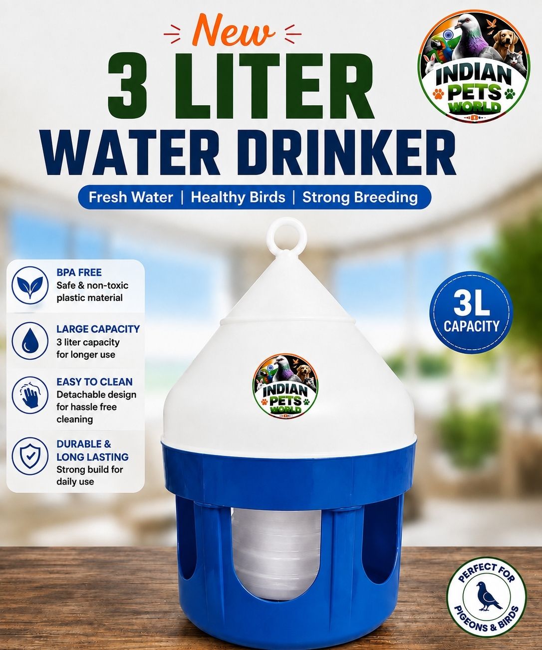 indian pets world 3 L Water Trough-picture-3