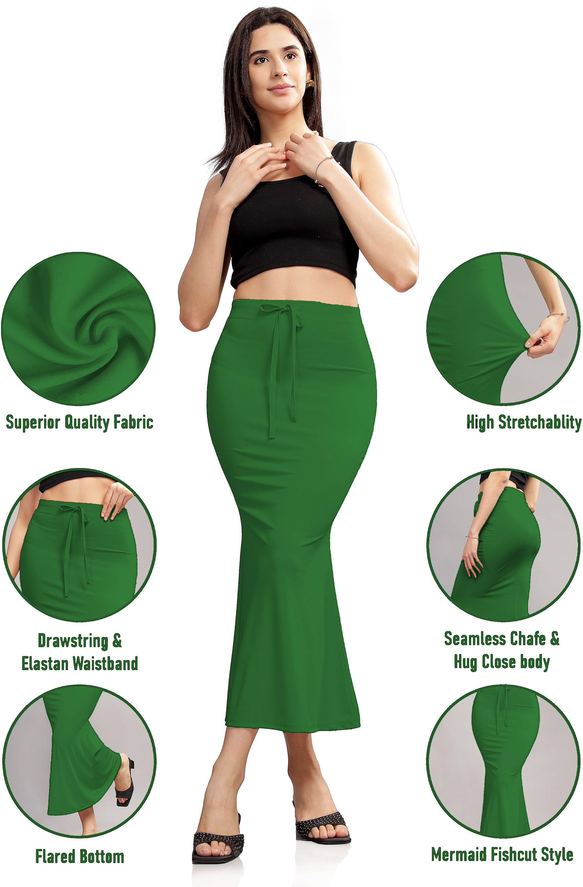 Pink Formal Lightgreen_Women Fishcut Stretchable Saree Petticoat & Tummy Control Shapewear Lycra Blend Petticoat-picture-41