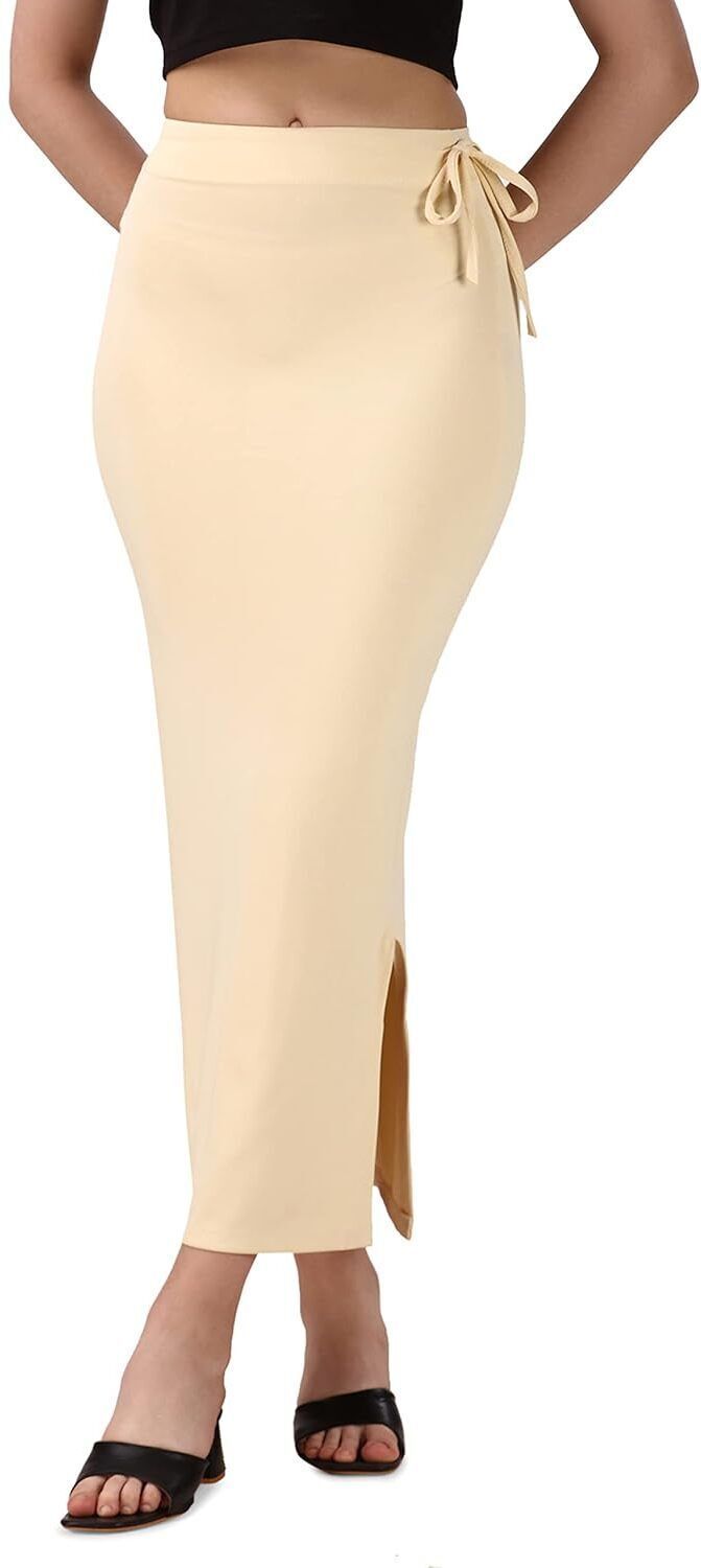VIDHATA FASHION Beige Lycra Blend Silhouette Saree Inskirt Shapewear Fishcut Slim Fit Petticoat Lycra Blend Petticoat-image-4