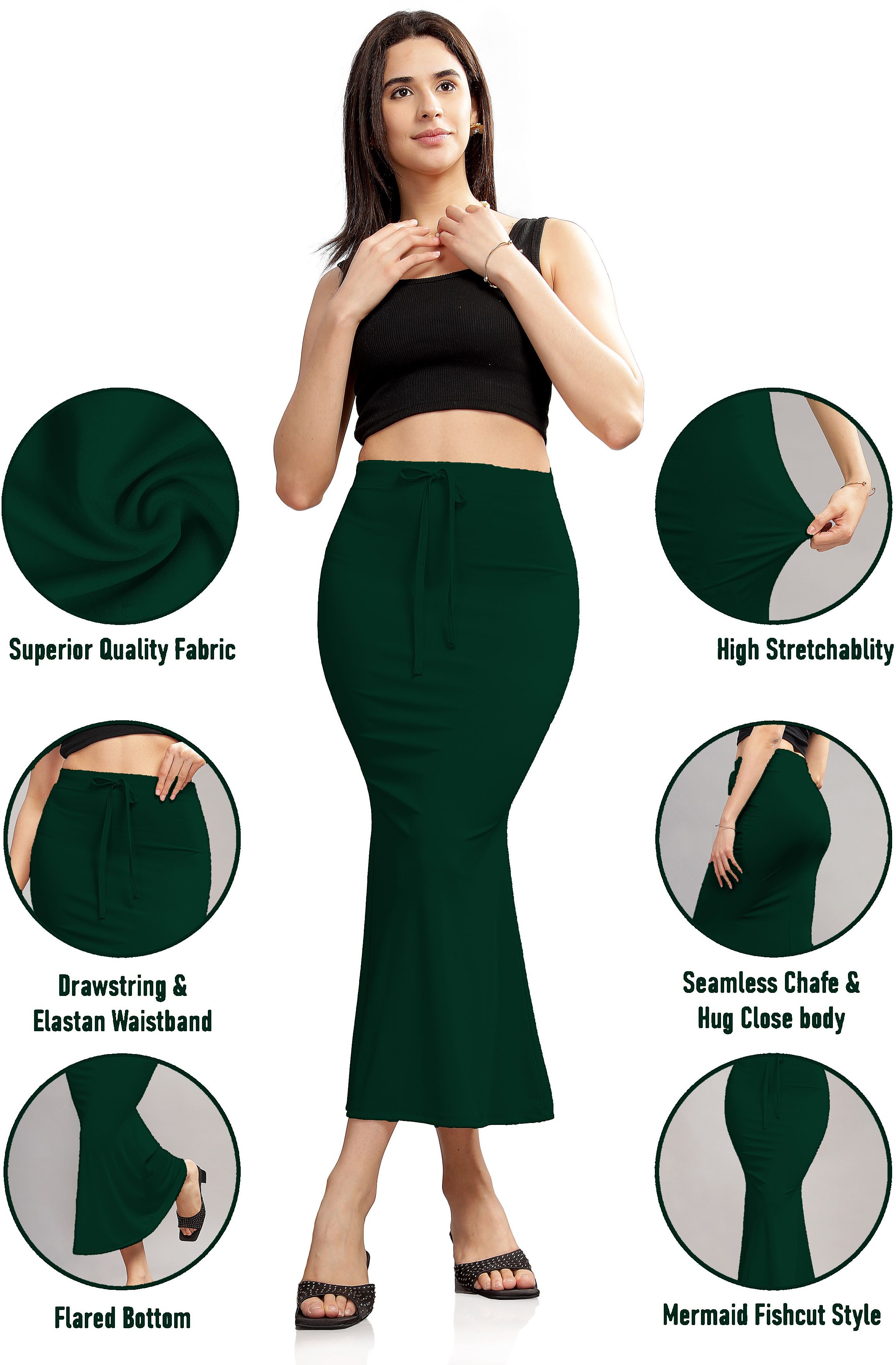 Xonique Fashion Que GREEN Women's Shapewear - Fancy Stylish Trending Shapers Lycra Blend Petticoat-image-18