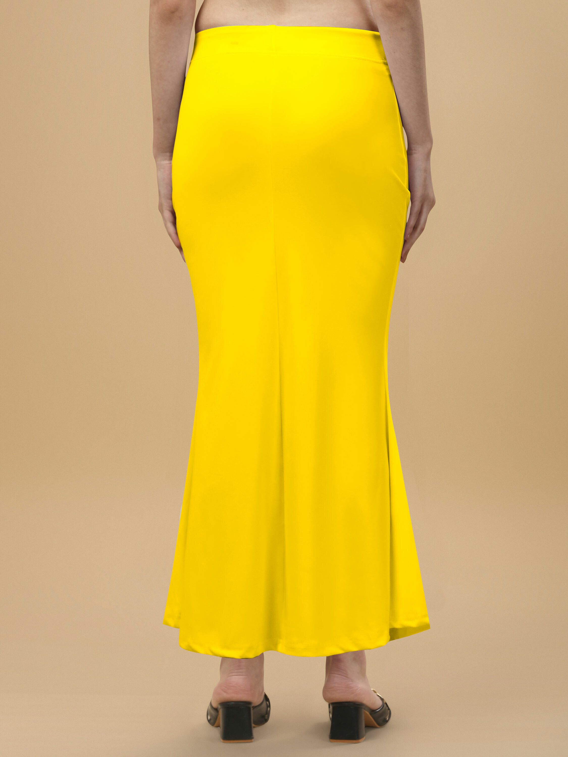 SHAYONAM FFishcut Saree Shapewear Yellow Lycra Bland Petticoat (S) Lycra Blend Petticoat-picture-40