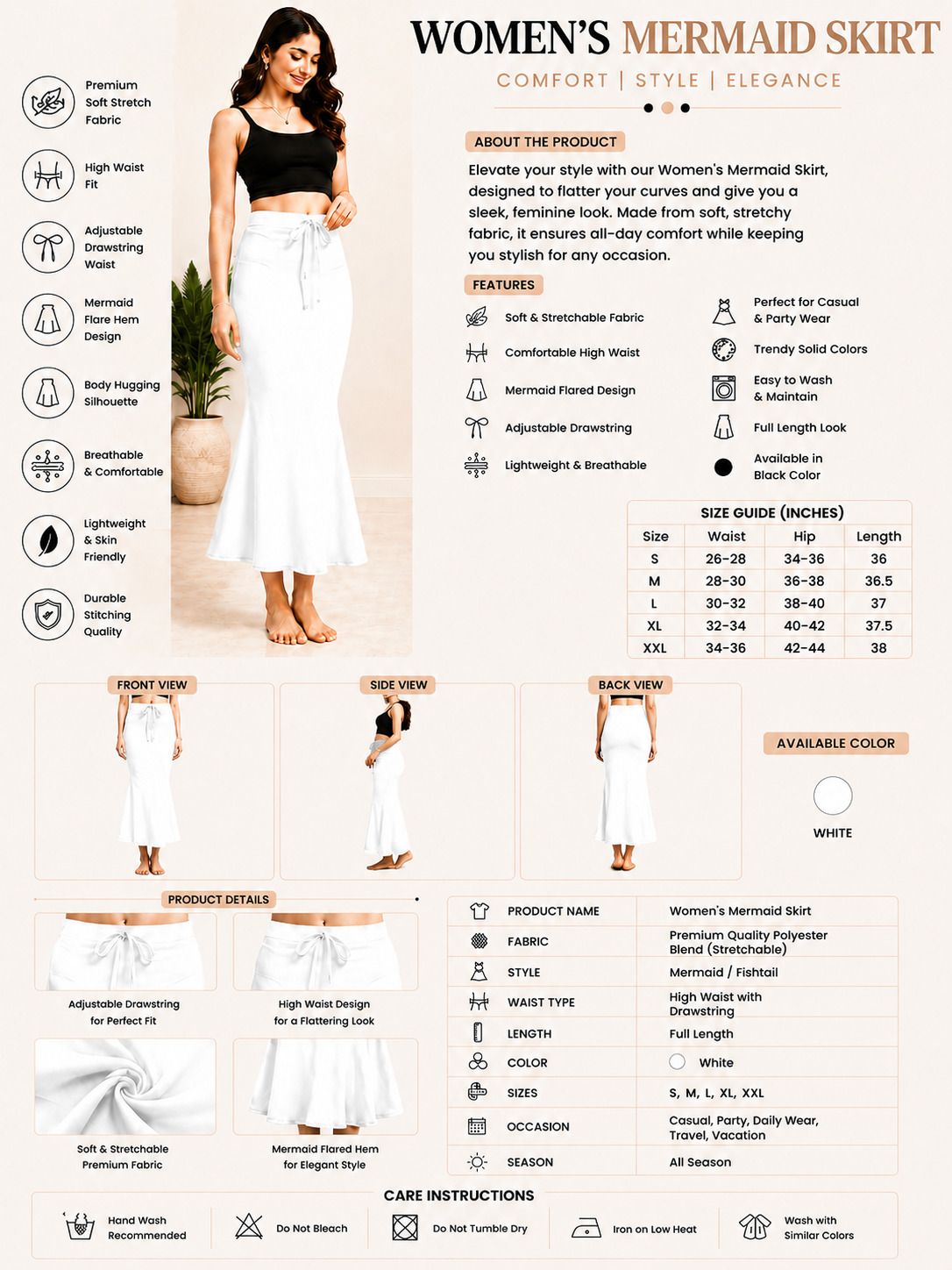 fashionunity Pack Of 1 White Women's Shapewear - Fancy Stylish Trending Shapers Lycra Blend Petticoat-picture-14