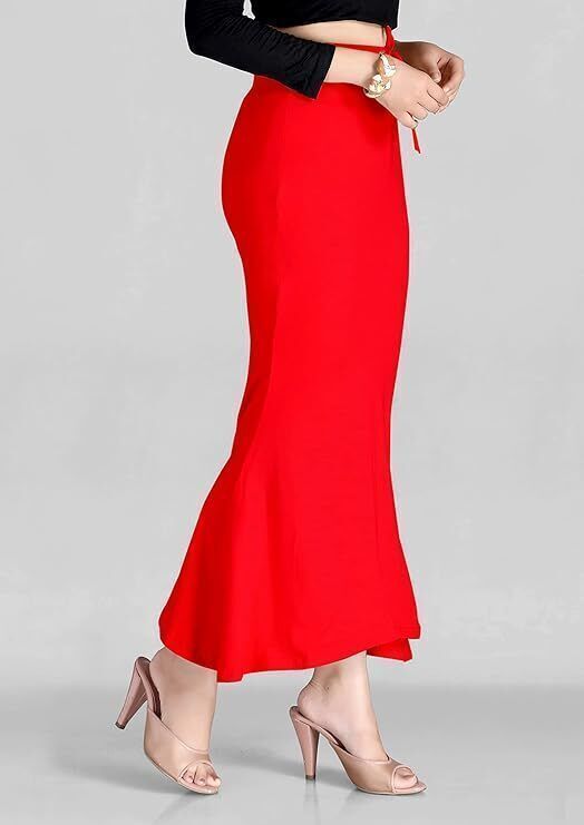 VDIHATA FASHION Red Color Women'S Saree Shapewear Petticoat Fish Cut Pattern Under Saree Skirt Lycra Blend Petticoat-image-4