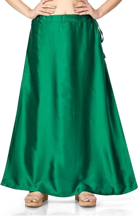 Maa Kali Emporium Pure Satin Dark Green Petticoat Pure Satin Petticoat-image-22