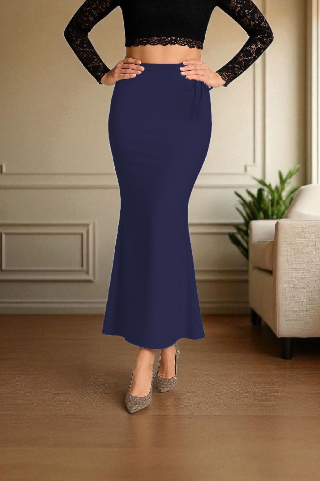 The Stanch Shapeware Navy MT003 Lycra Blend Petticoat-image-41