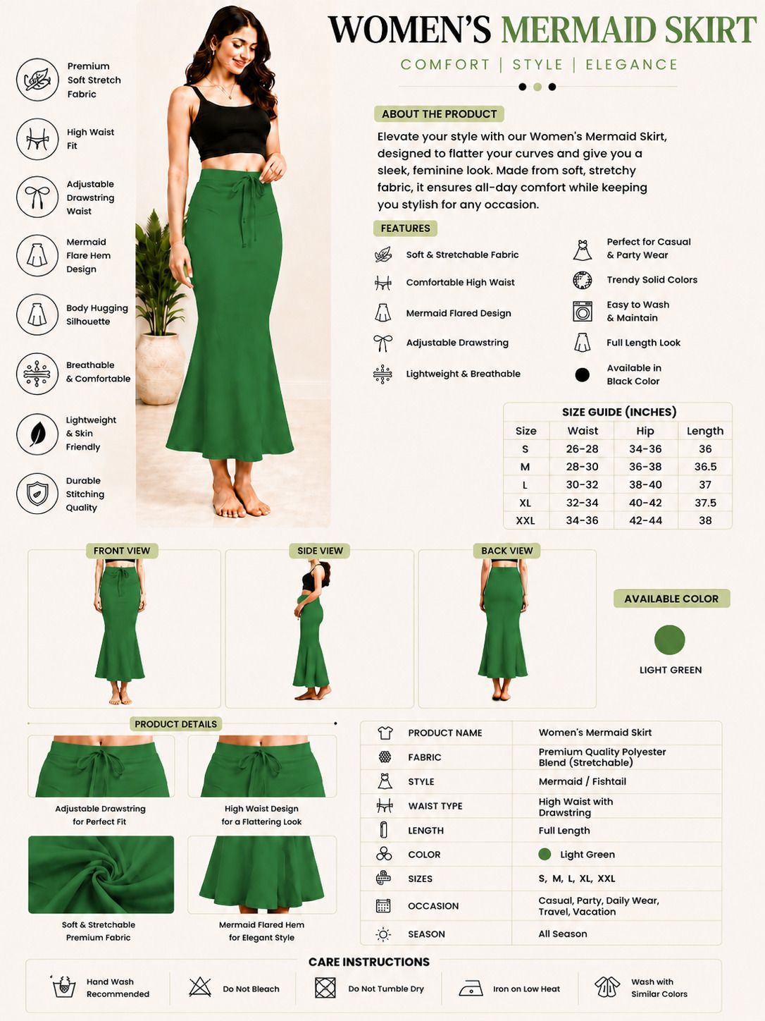 LUMIRRA FASHION Pack Of 1 L-Green Women's Shapewear - Fancy Stylish Trending Shapers Lycra Blend Petticoat-picture-34
