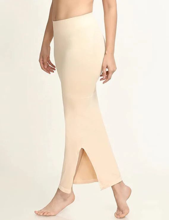 VIDHATA FASHION Women Beige/Cream Skin Color Petticoat Shapwear Fish Cut Slim Fitting Underskirt Lycra Blend Petticoat-image-3