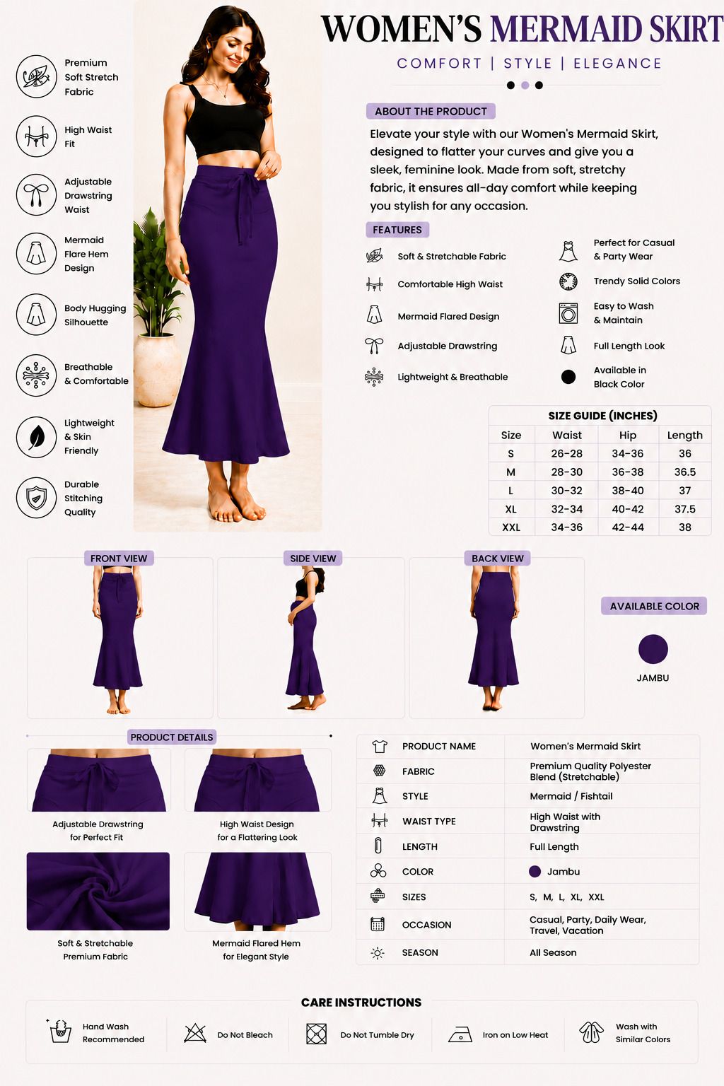 fashionunity Pack Of 1 Jambu Women's Shapewear - Fancy Stylish Trending Shapers Lycra Blend Petticoat-image-5