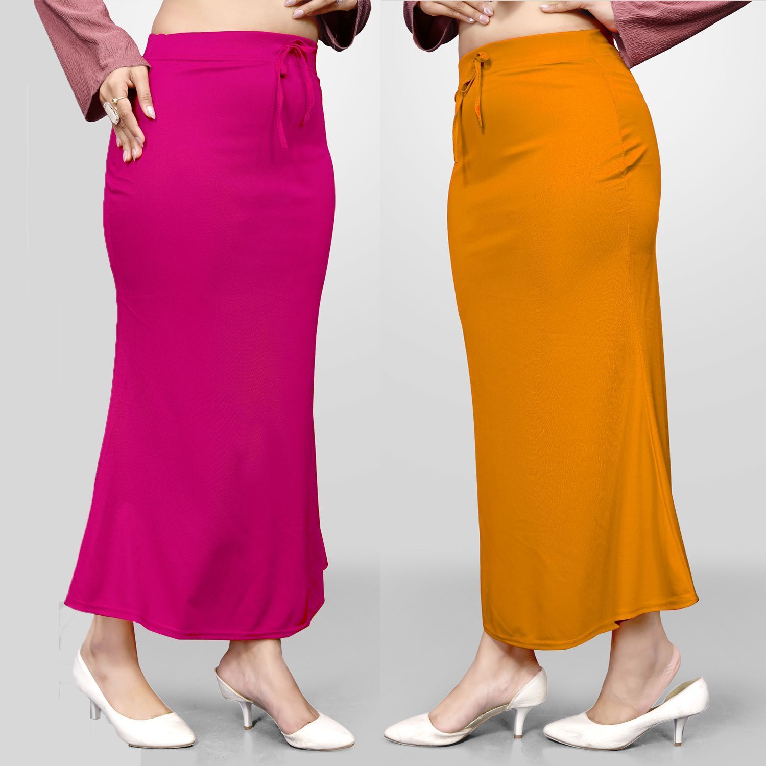 VIDHATA FASHION Petticoat Combo For Women Fish Cut Shape Saree Inskirt Mustard and Magenta Lycra Blend Petticoat-image-18