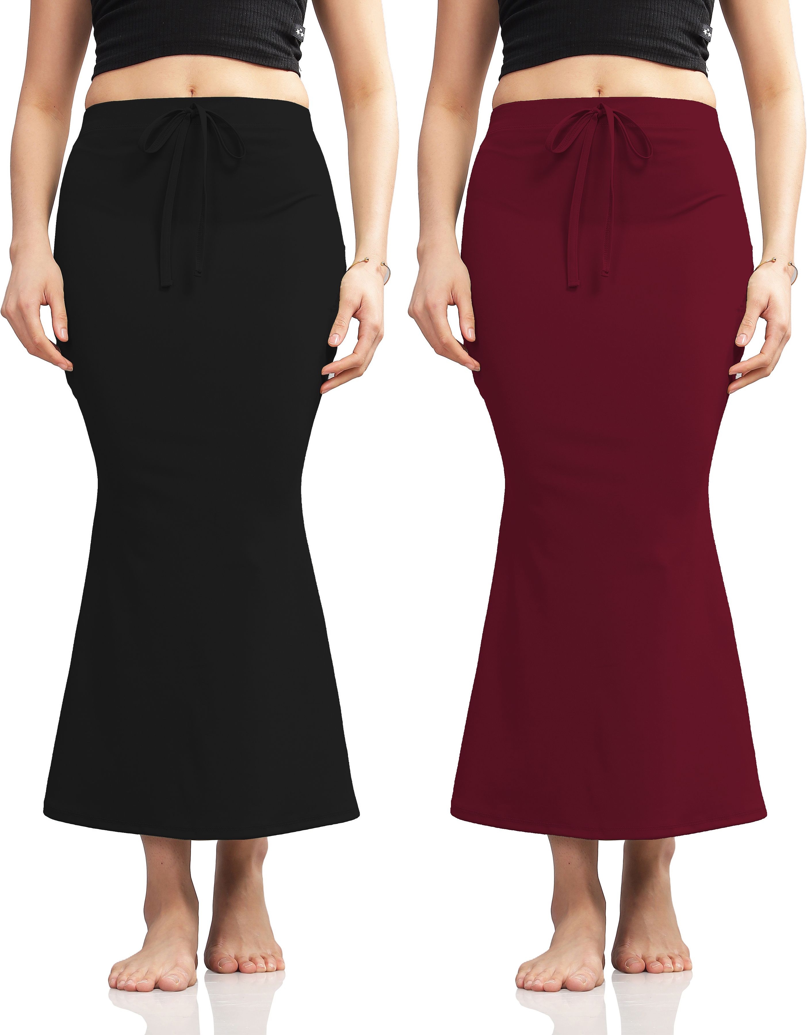 HOLARA SAREE Pack Of 2 Black & Maroon Women's Shapewear - Fancy Stylish Trending Shapers Lycra Blend Petticoat-image-23