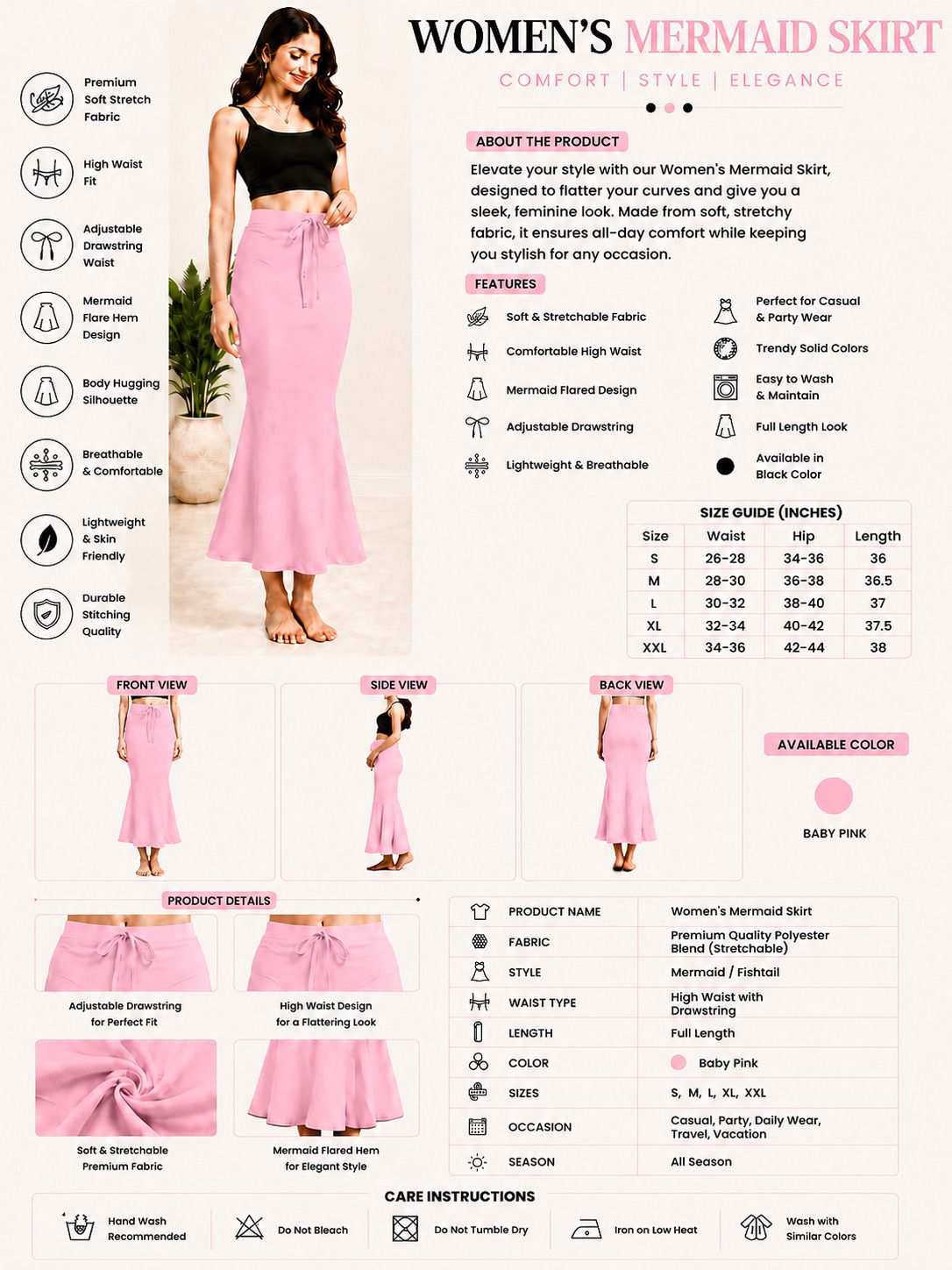 LUMIRRA FASHION Pack Of 1 B-Pink Women's Shapewear - Fancy Stylish Trending Shapers Lycra Blend Petticoat-image-27