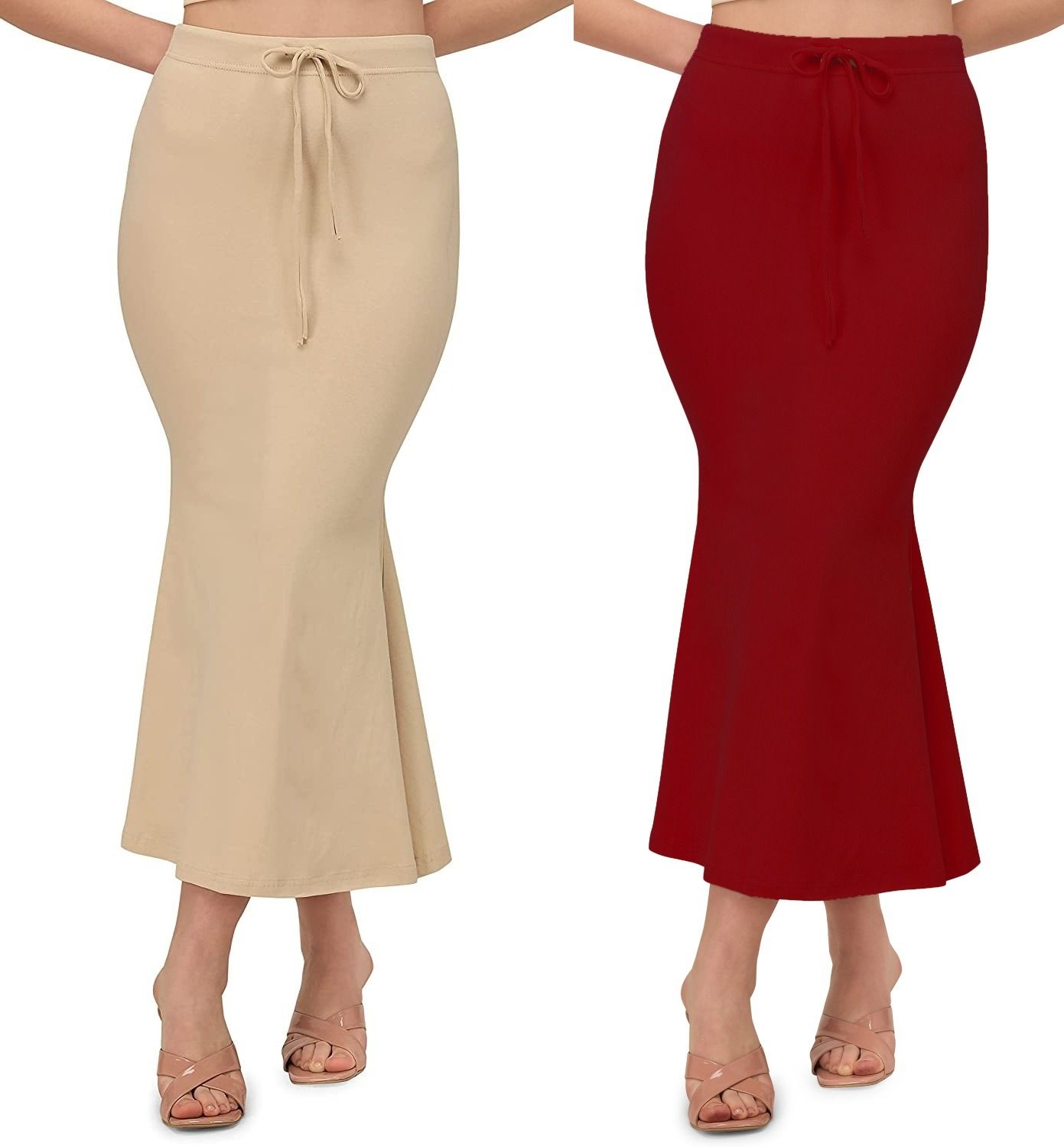 ALYNE BEIGE-COMBO-FISHCUT-MAROON-BEIGE Lycra Blend Petticoat-image-31
