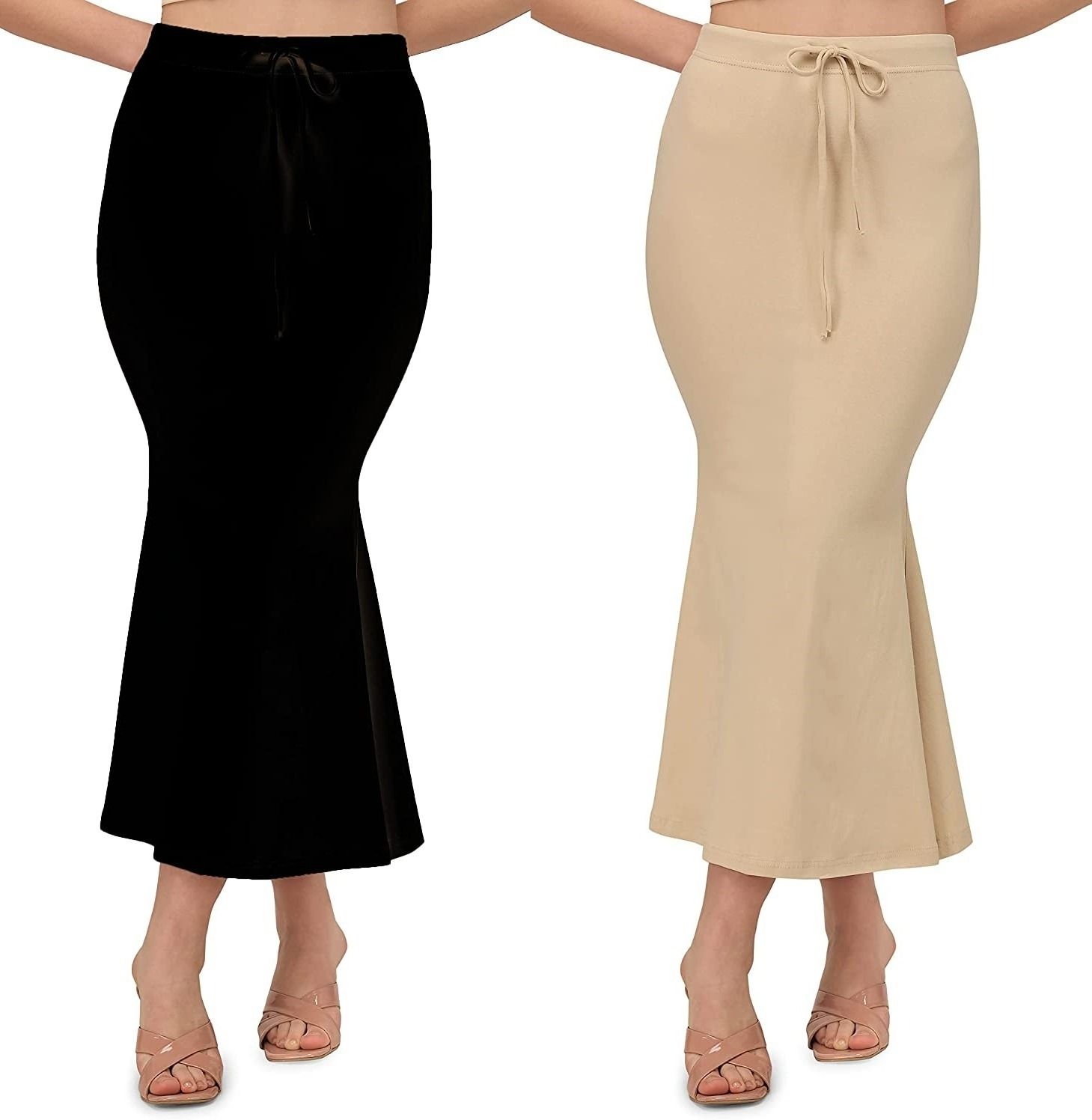 ALYNE BLACK-COMBO-FISHCUT-BEIGE-BLACK Lycra Blend Petticoat-image-3