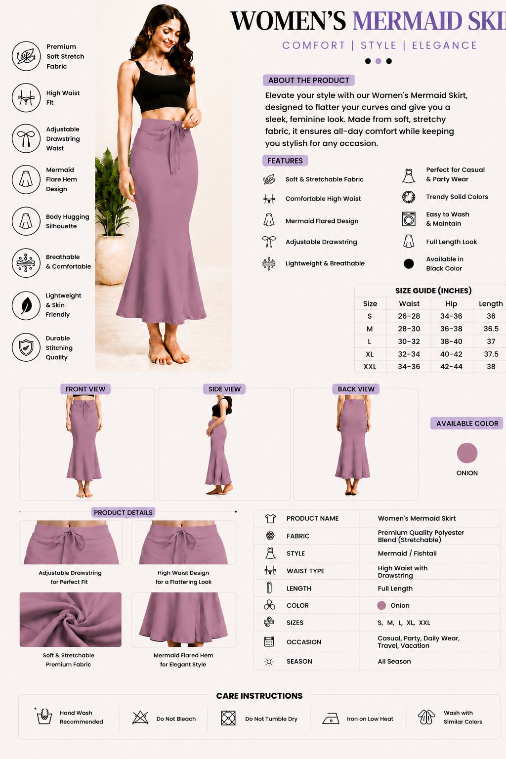 HOLARA SAREE Pack Of 1 Onion Women's Shapewear - Fancy Stylish Trending Shapers Lycra Blend Petticoat-image-22
