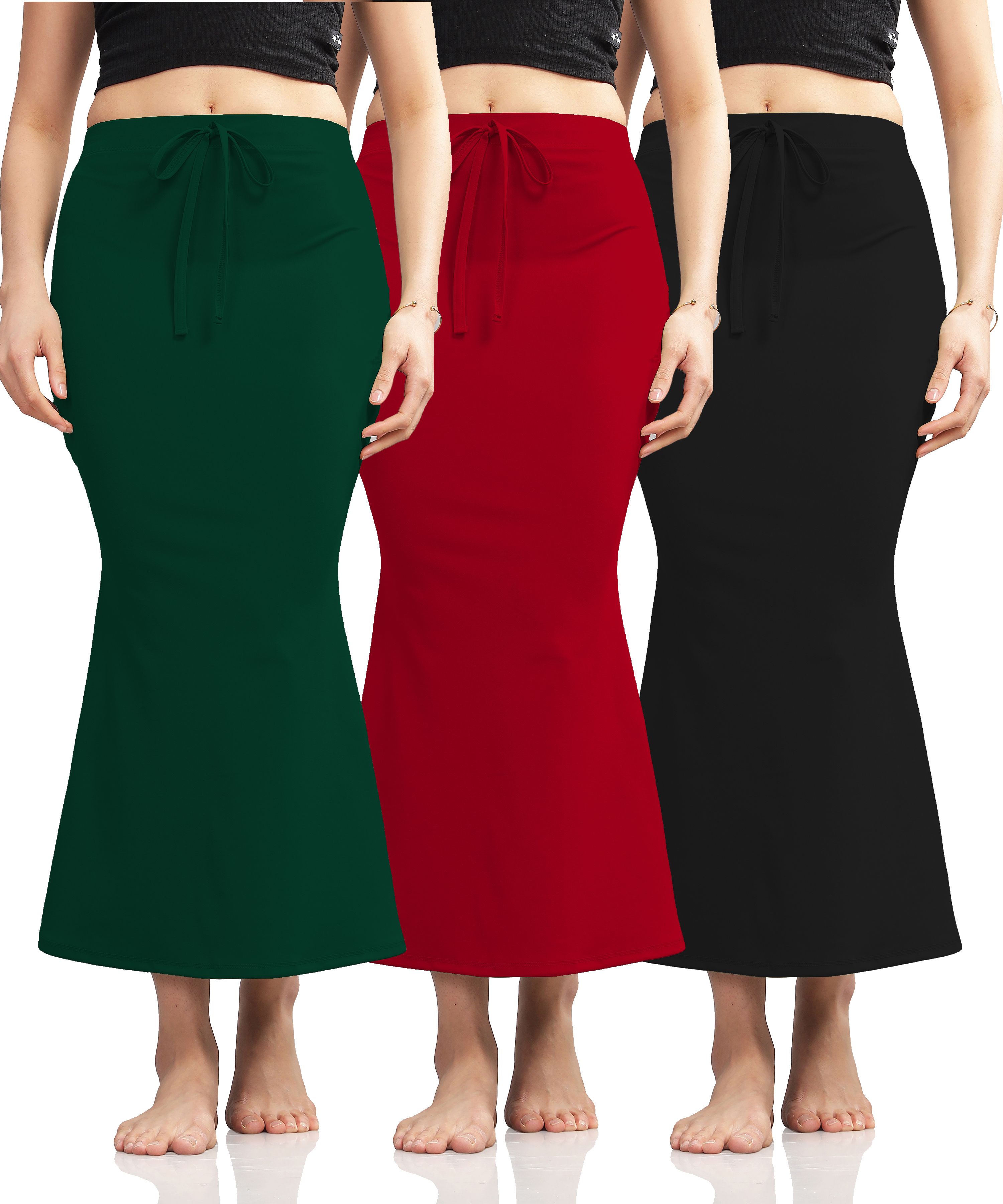 Pink Formal Pack of 3 Women's Saree Petticoat Fishcut Shapewear Body Shaping Comfortable Fit Lycra Blend Petticoat-image-33