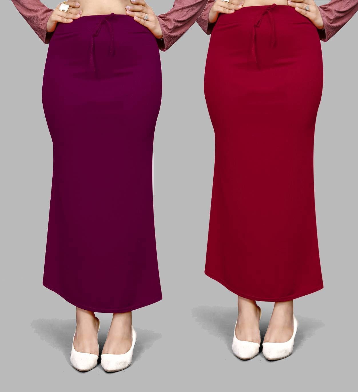VIDHATA FASHION Fish Cut Petticoat/Peticot Saree Shape Wear Maroon and Wine Lycra Blend Petticoat-image-24