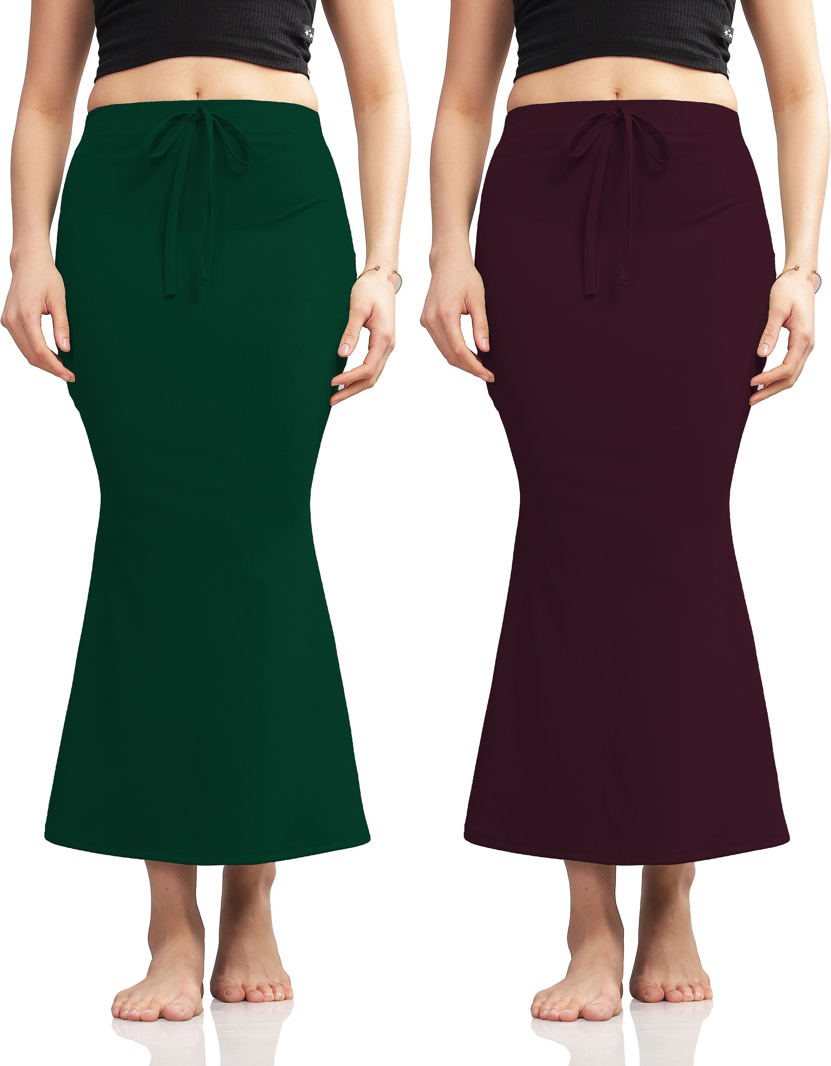 Pink Formal Pack Of 2 Olive-Airforce Women's Fishcut Shapewear-Tummy Control Trending Shaper Lycra Blend Petticoat-image-44