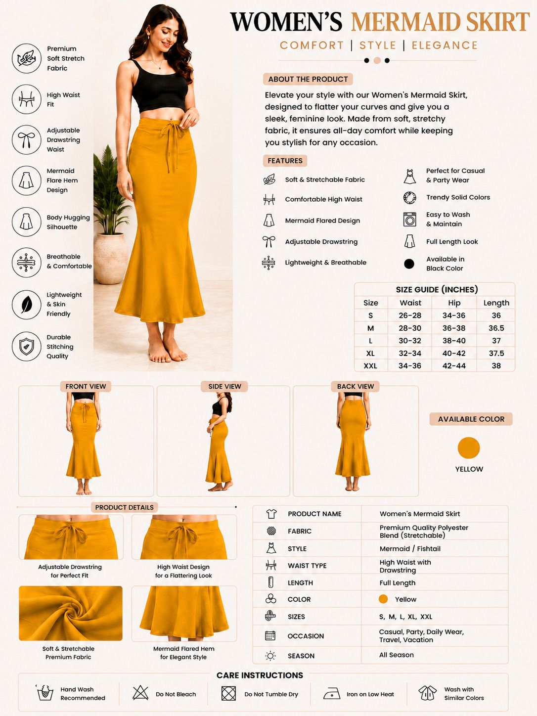 LUMIRRA FASHION Pack Of 1 Yellow Women's Shapewear - Fancy Stylish Trending Shapers Lycra Blend Petticoat-image-14