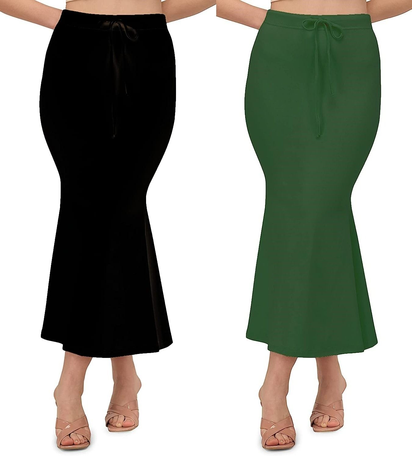ALYNE BLACK-COMBO-FISHCUT-GREEN-BLACK Lycra Blend Petticoat-image-2