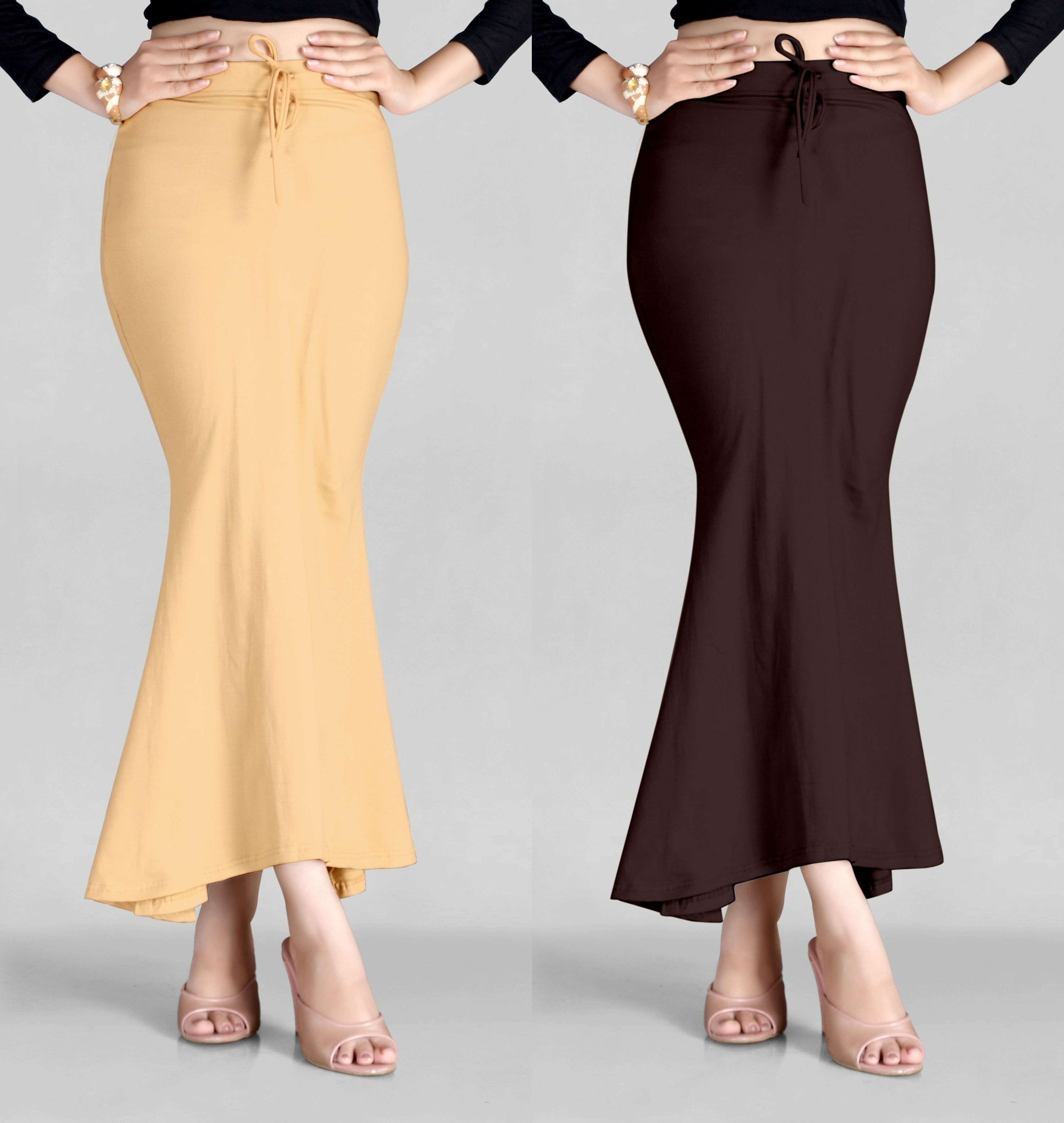 ALYNE BEIGE-COMBO-FISHTAIL-BROWN-BEIGE Lycra Blend Petticoat-image-2