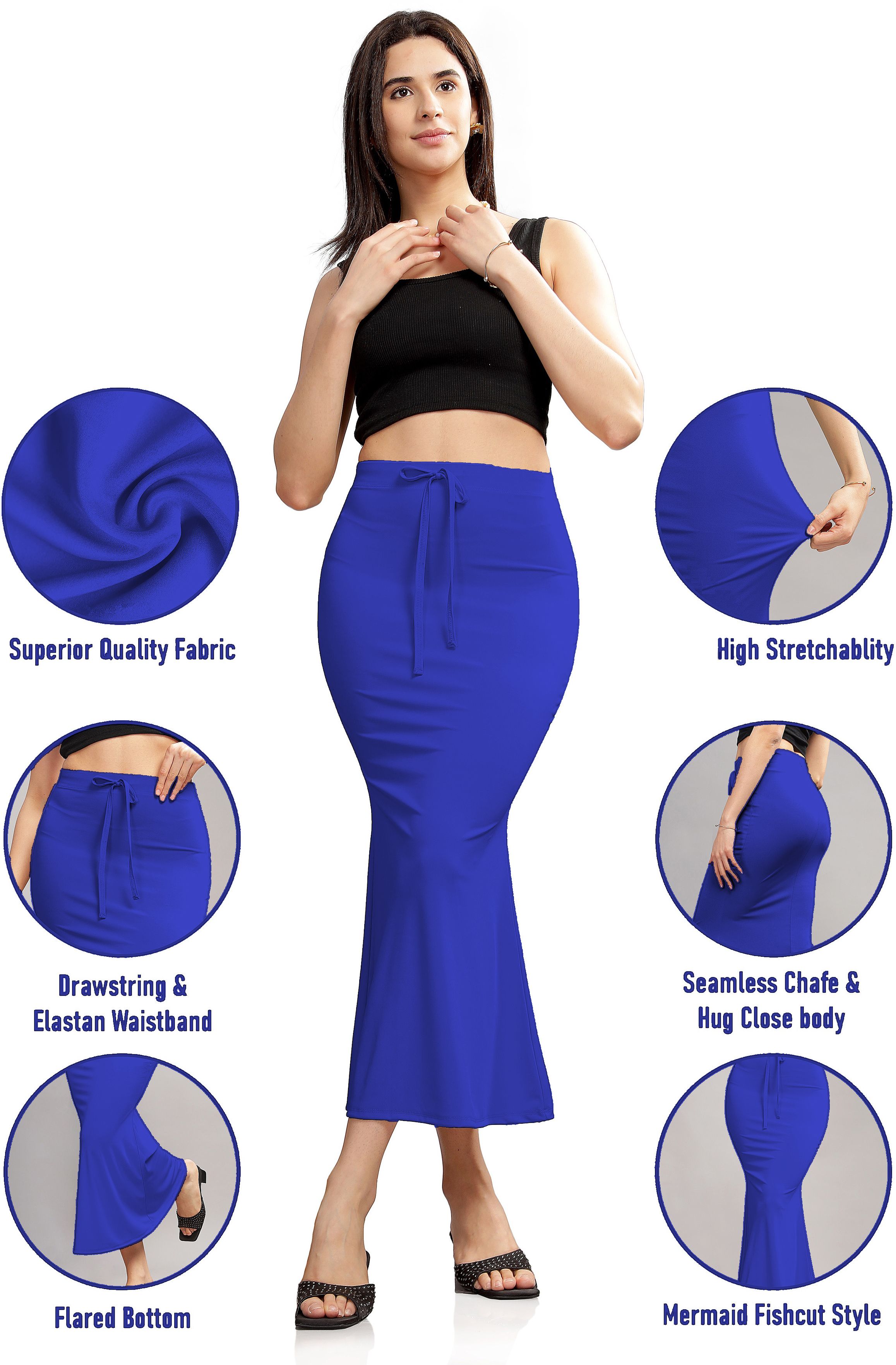 Pink Formal Royal Blue_Women Fishcut Stretchable Saree Petticoat & Tummy Control Shapewear Lycra Blend Petticoat-picture-44