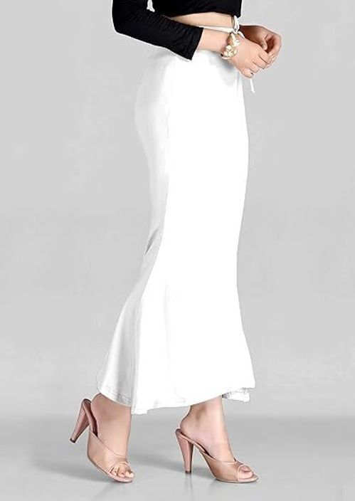 VDIHATA FASHION White Color Stretchable Sari Shapewear Petticoat Slim Fitting Stylish Underskirt Lycra Blend Petticoat-image-25