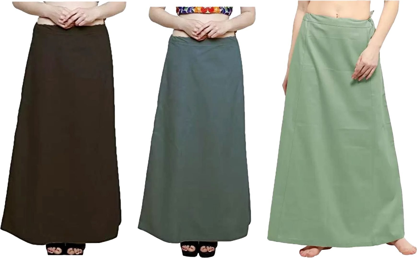 First Trend Fashions Petticoat For women saree Brown Dark Grey Grey Combo 3 Waist38 Saya underskirt Pure Cotton Petticoat-image-21