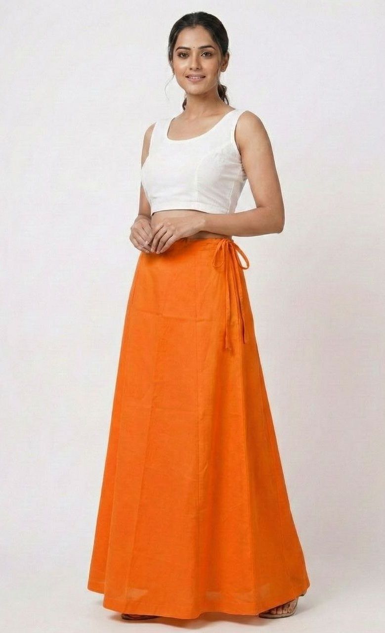 viraj Orange Pure Cotton Petticoat-image-23