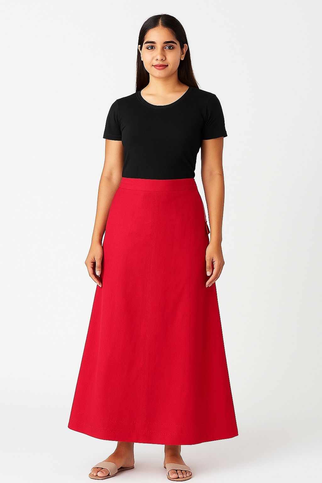 Vimal scop glod Paticoat for women red colour Pure Cotton Petticoat-image-1