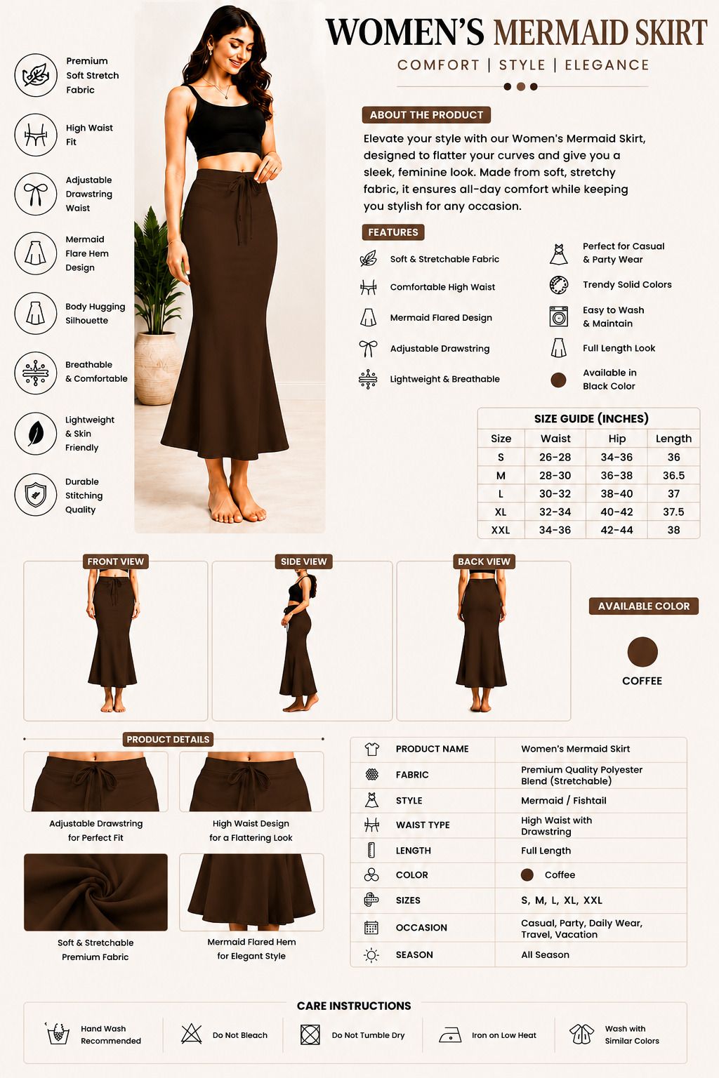 LUMIRRA FASHION Pack Of 1 Coffee Women's Shapewear - Fancy Stylish Trending Shapers Lycra Blend Petticoat-picture-31