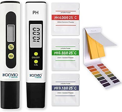 Konvio Ph Meter and Ph Strip, Full Water Testing Kit with Buffer Powder (White) pH Testers-image-37