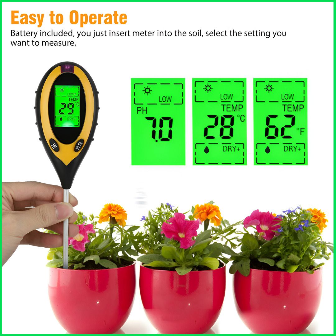 4 in 1 Digital Soil Meter Moisture Temperature Tester for Plant Soil Test- 011 Soil PH Meter-image-48