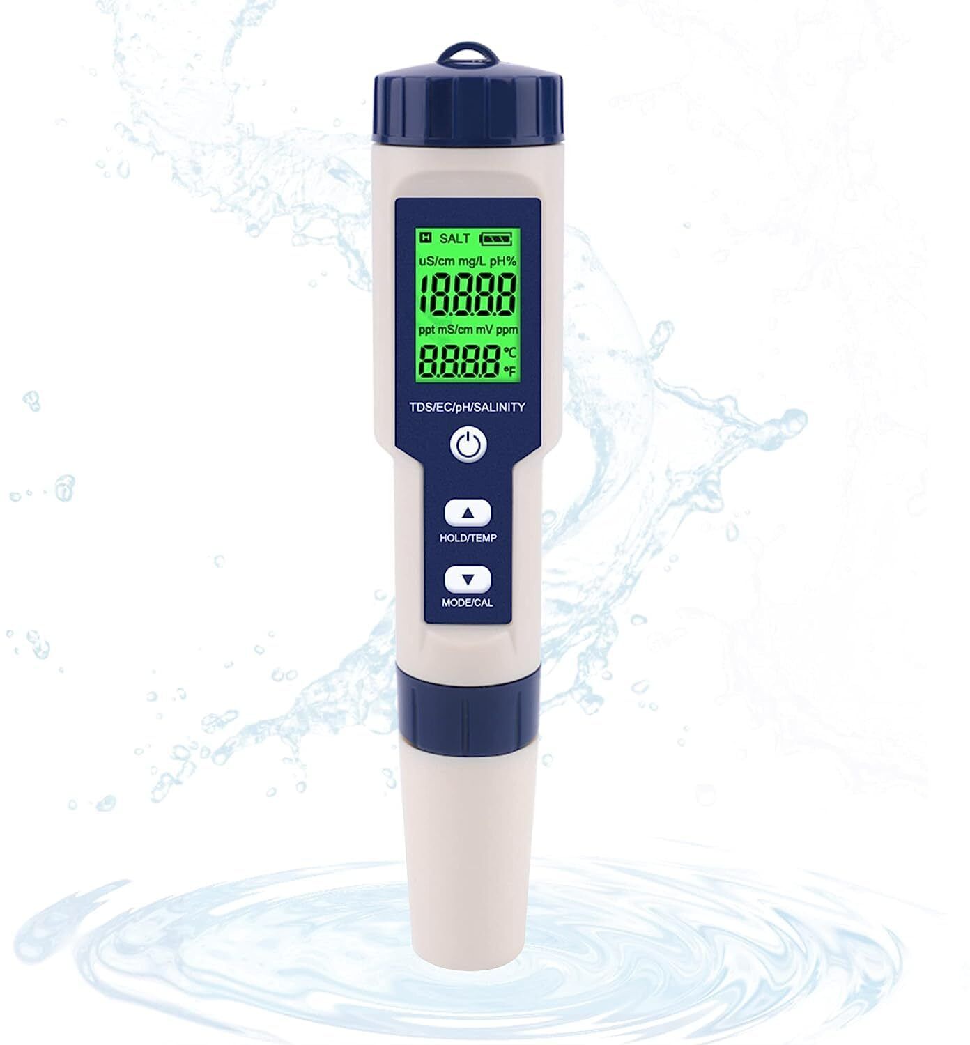 PH Meter 5in1 PH/TDS/Salinity/Temp/EC Meter,for Saltwater,Aquarium,Swimming Pool pH Testers-image-20
