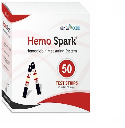 gluco spark | Hemo Spark Hemoglobin Test Strips 50 Glucometer Strips image 1