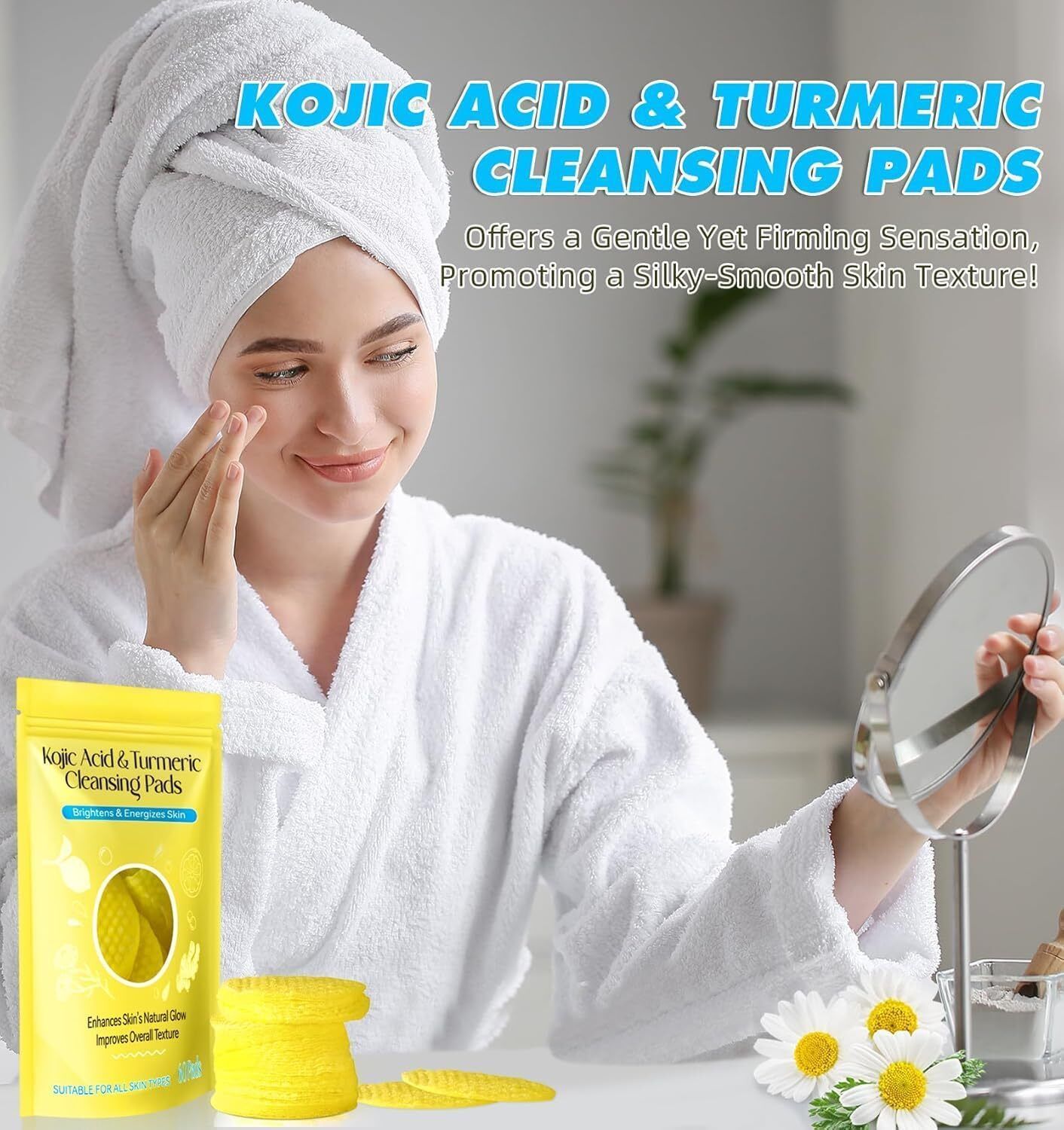 Kojic Acid Cleansing Pads, 60 Count Turmeric and Kojic Acid Pads 9 Wipe Warmer-image-25