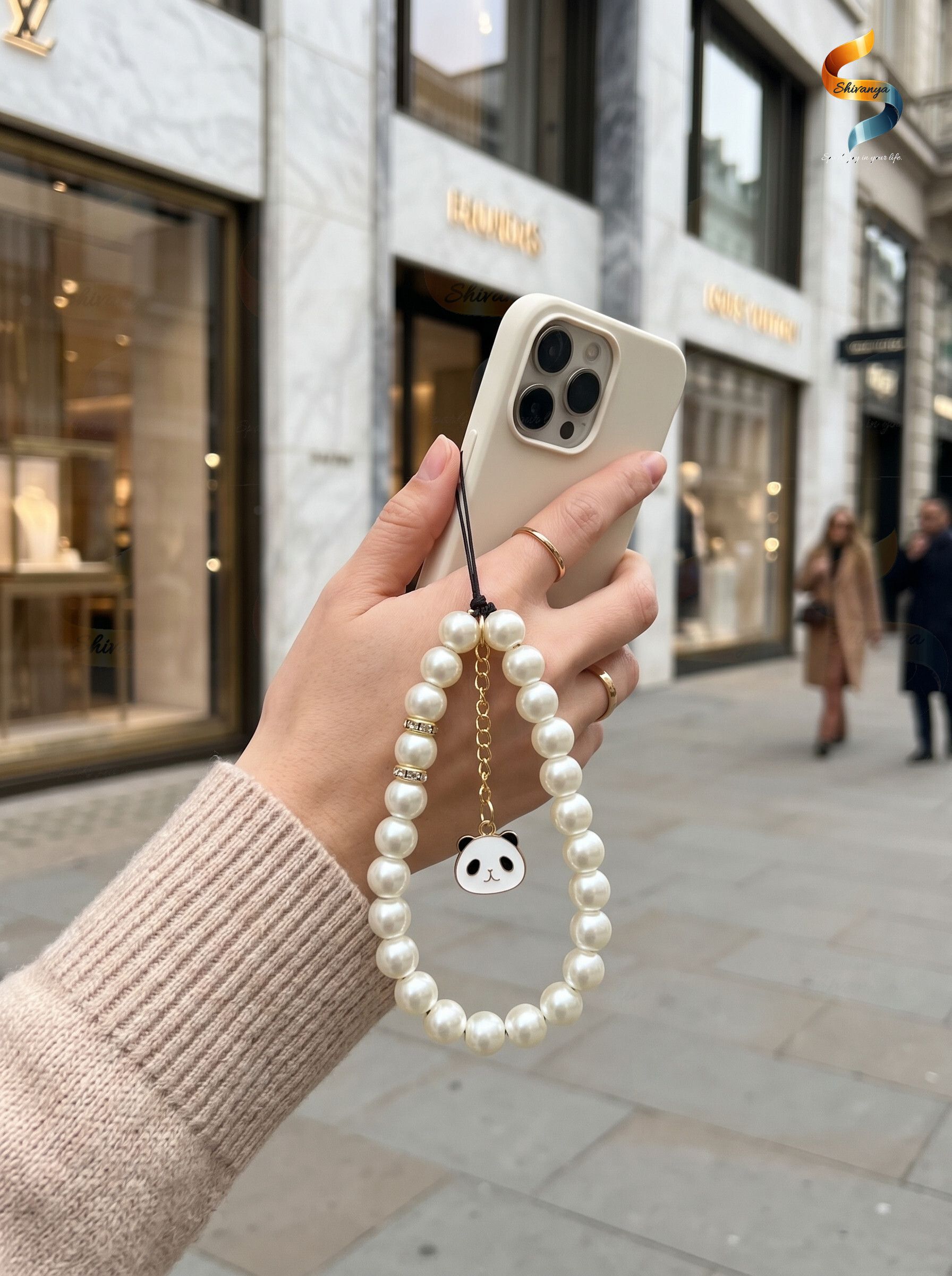 Shivanya's Luxury Pearl Phone Charm for Girls with Panda Pendant | Phone Cover Chain Holder Phone Charm-image-11