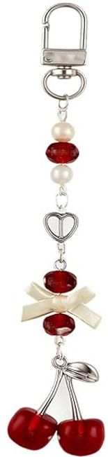 Ringzanio Cherry Bag Charm With Bow Crystal Key Ring for Women Girls Cherry Charm for Bags Phone Charm-image-22