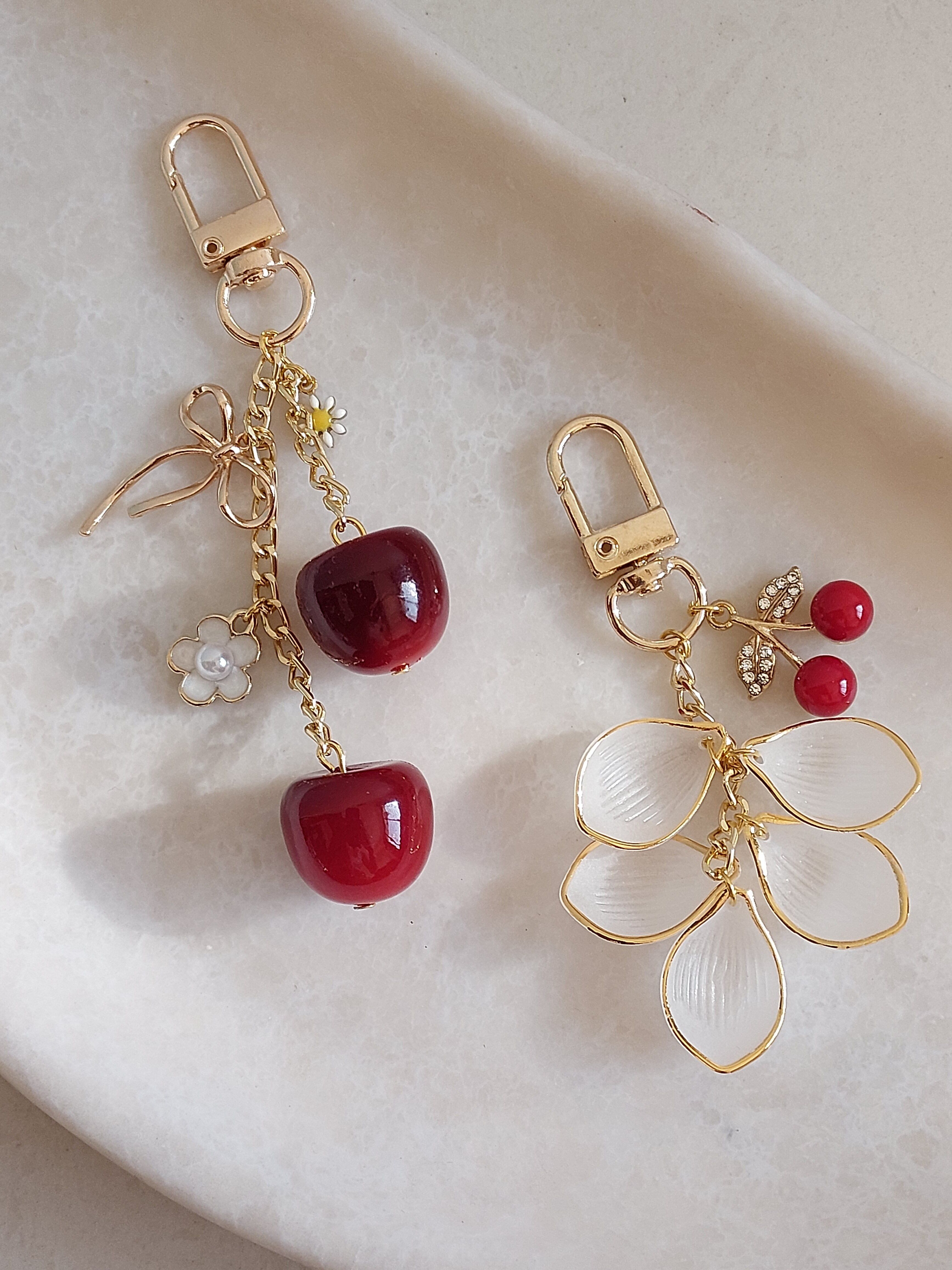 JMS HUB Cherry Flower Bow keychain Bag Accessories Small Gifts(Pack of 2) Phone Charm-image-25