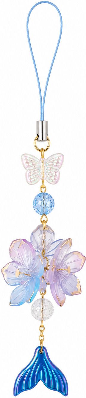 Loopit Aesthetic Blue Flower & Mermaid Tail Phone Charm Phone Charm-image-49