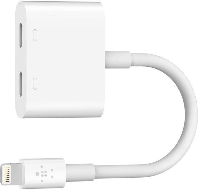 Carecase White Belkin Apple Certified Lightning Audio + Charge Adapter Phone Converter-image-35