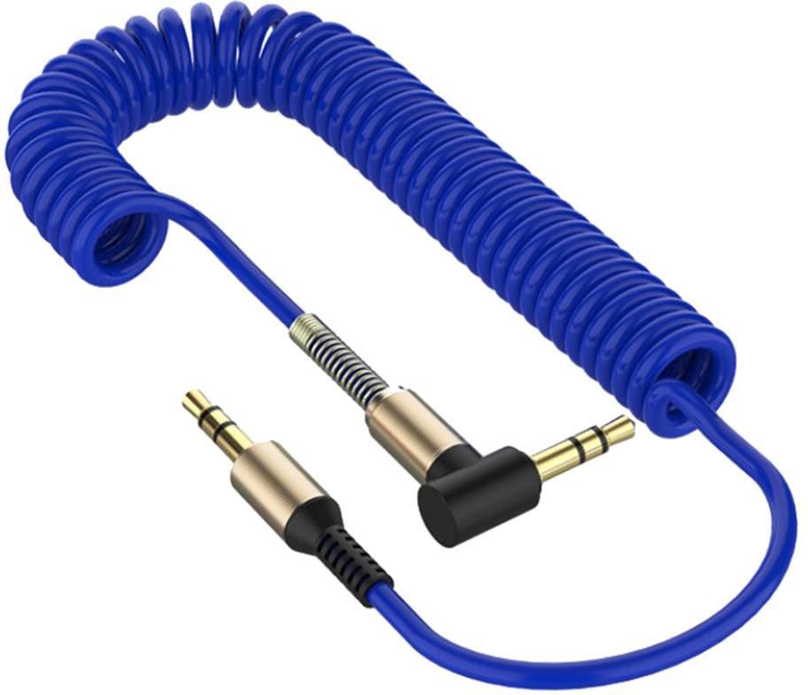 ZENIFY Blue Right Angle 3.5mm Male to Male Aux Spring Cable L Shape Phone Converter