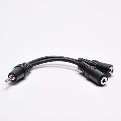 Techvik Black1 3.5 mm Male To Two 3.5 mm Female Audio Stereo Headphone Y Splitter Adapter Plug Phone Converter-image-1
