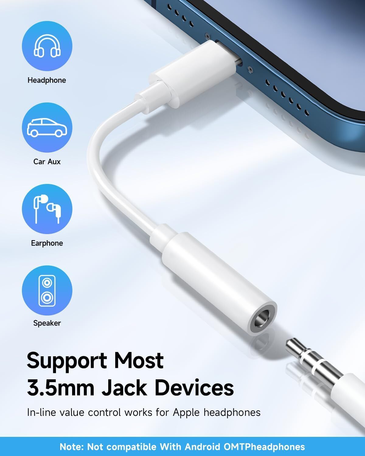 IMMUTABLE Multicolor Headphone Jack Adapter Lighting Cable DCI8 Phone Converter-image-38