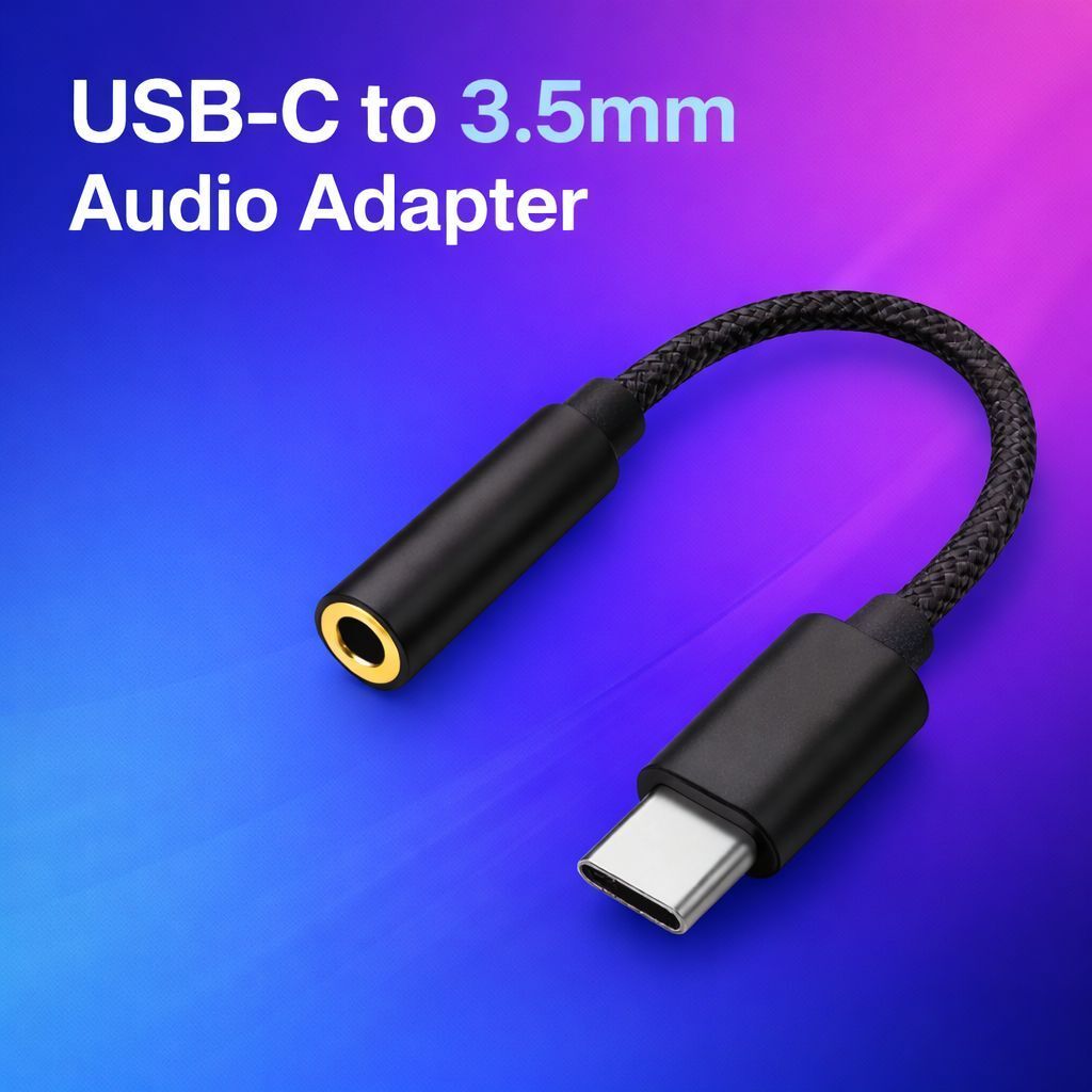 ULTRADART Black Type C to Aux Audio Jack Connector for Mobile Phone Converter