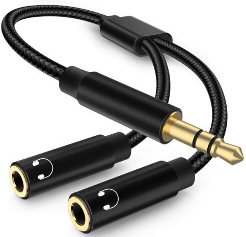 TECHGEAR Black Stereo Audio Jack 3.5mm Jack Headphone Adapter Splitter Cable Phone Converter-image-25