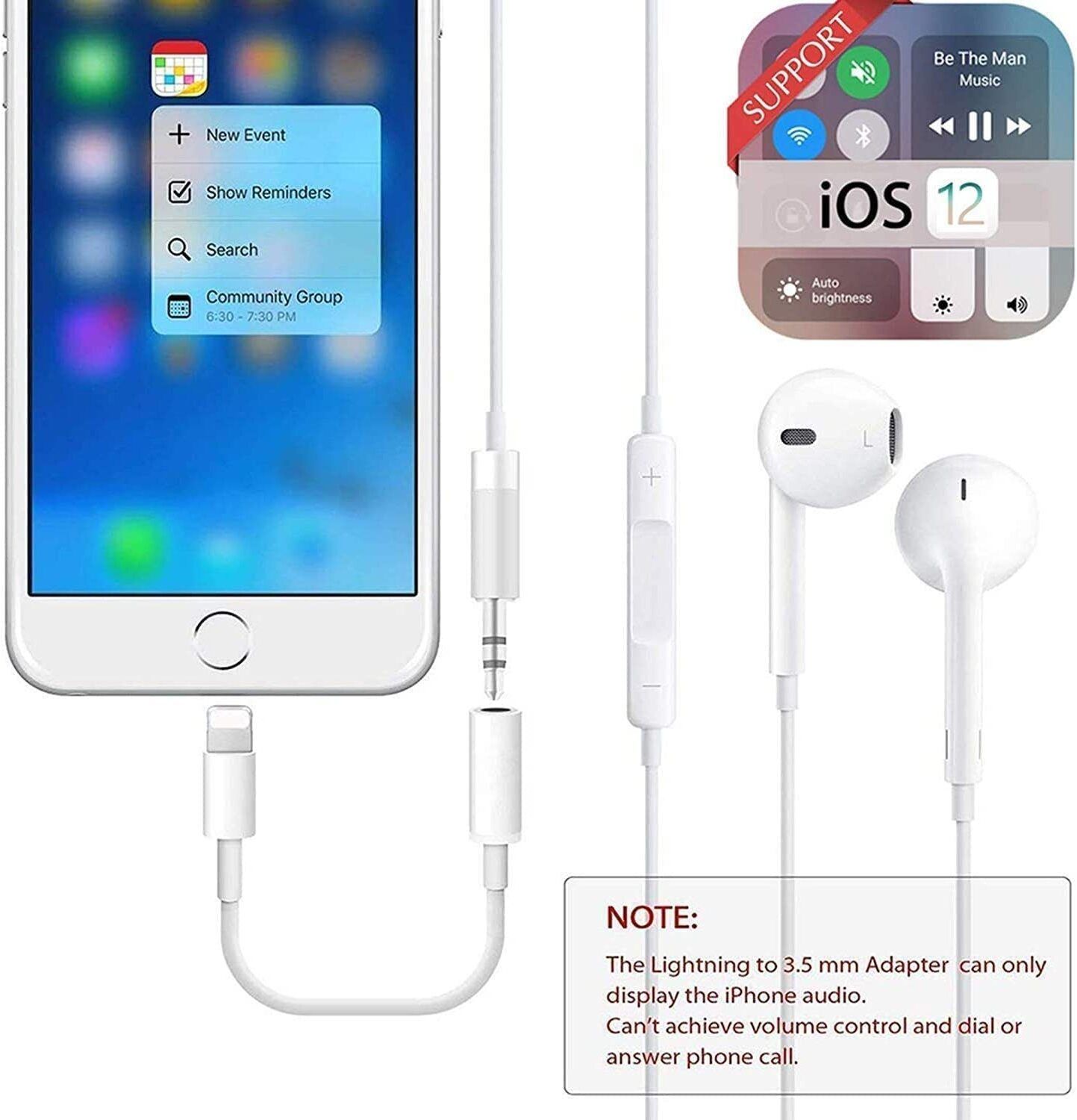 IMMUTABLE Multicolor Headphone Jack Adapter Lighting Cable DCI32 Phone Converter-image-2