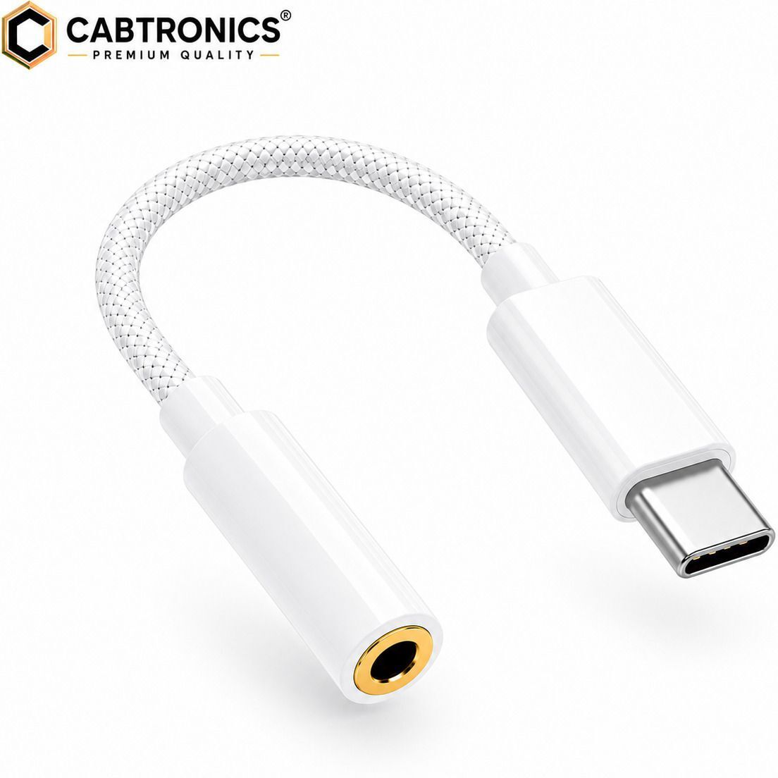 CABTRONICS White USB C to 3.5mm Earphone Audio Adapter Premium Braided Headphone Converter Phone Converter-picture-14