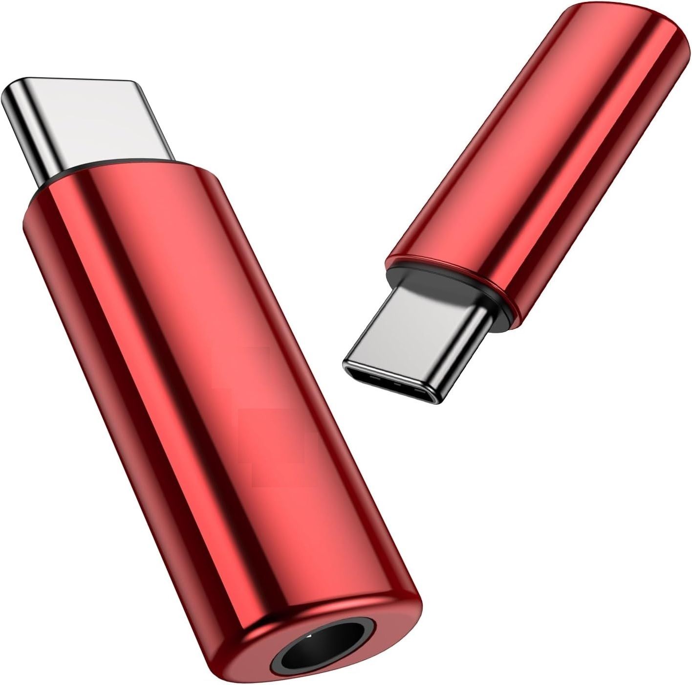 KAELAN Red 2pcs Type C to 3.5mm Audio Jack Connector Stereo Jack to Type C 3.5 mm Red Phone Converter